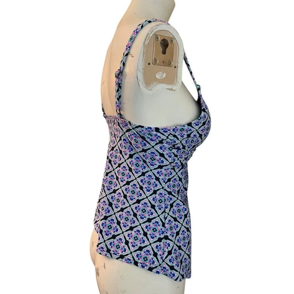 Island Escape Womens Size 6 Padded Underwire Tankini Top Swimsuit Floral New